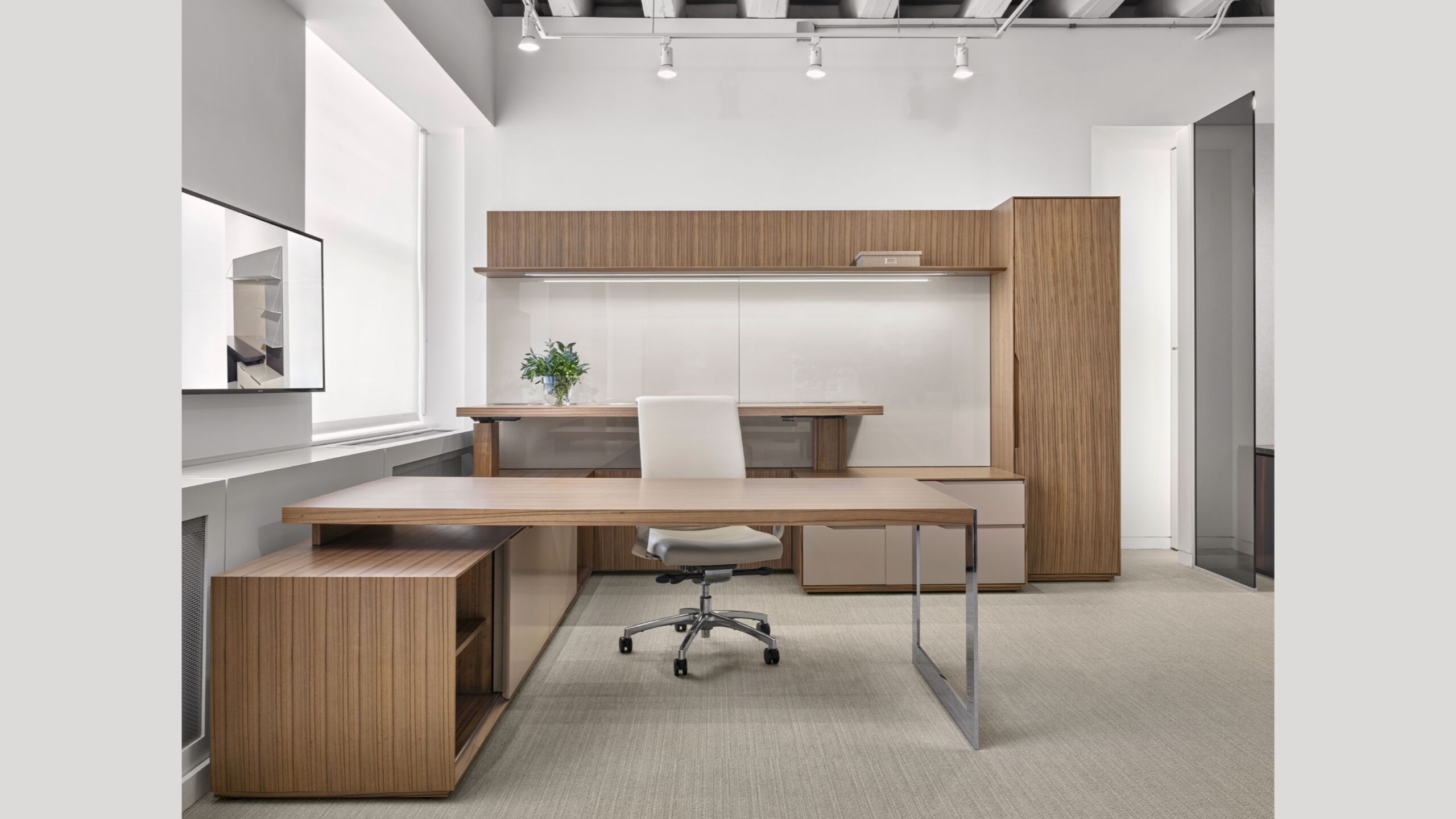 ascari-casegood-development-finish-on-paldao-veneer-qg-quill-gloss-glass-back-panel-burnished-painted-door-fronts-u-shape-chicago-showroom_lg