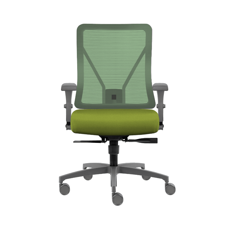 levo office chair with green mesh and green fabric
