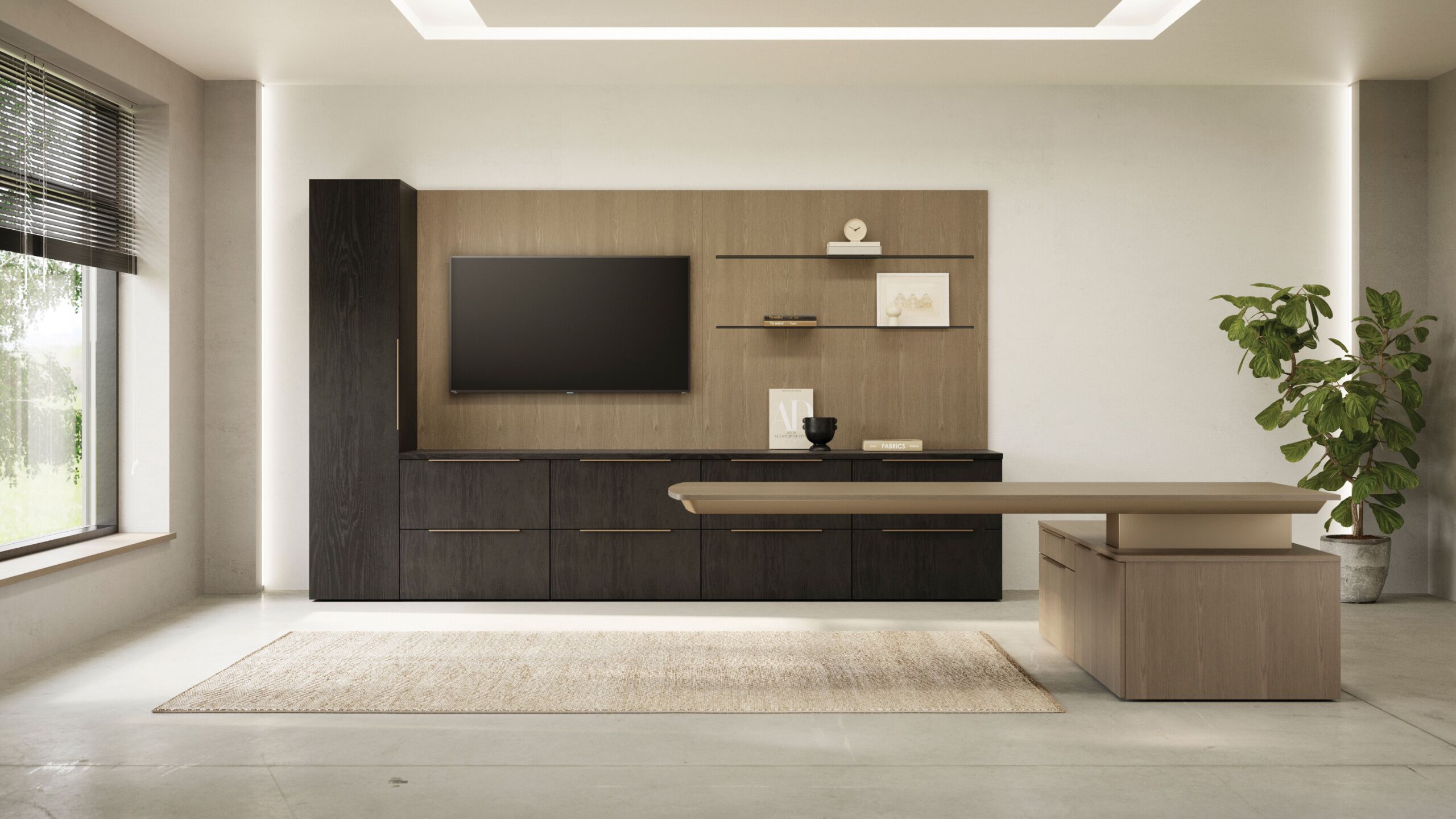 jsi group vision desk collection executive desk with floating top and wall unit