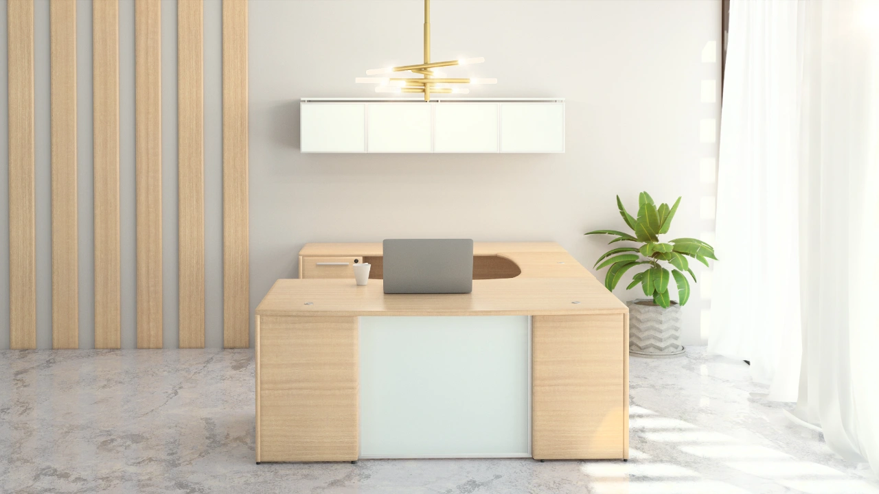 corp design potenza series u shape desk miele color