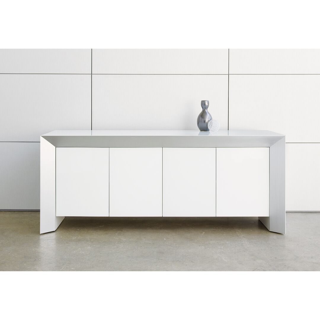 nucraft tavola credenza in white white top and base