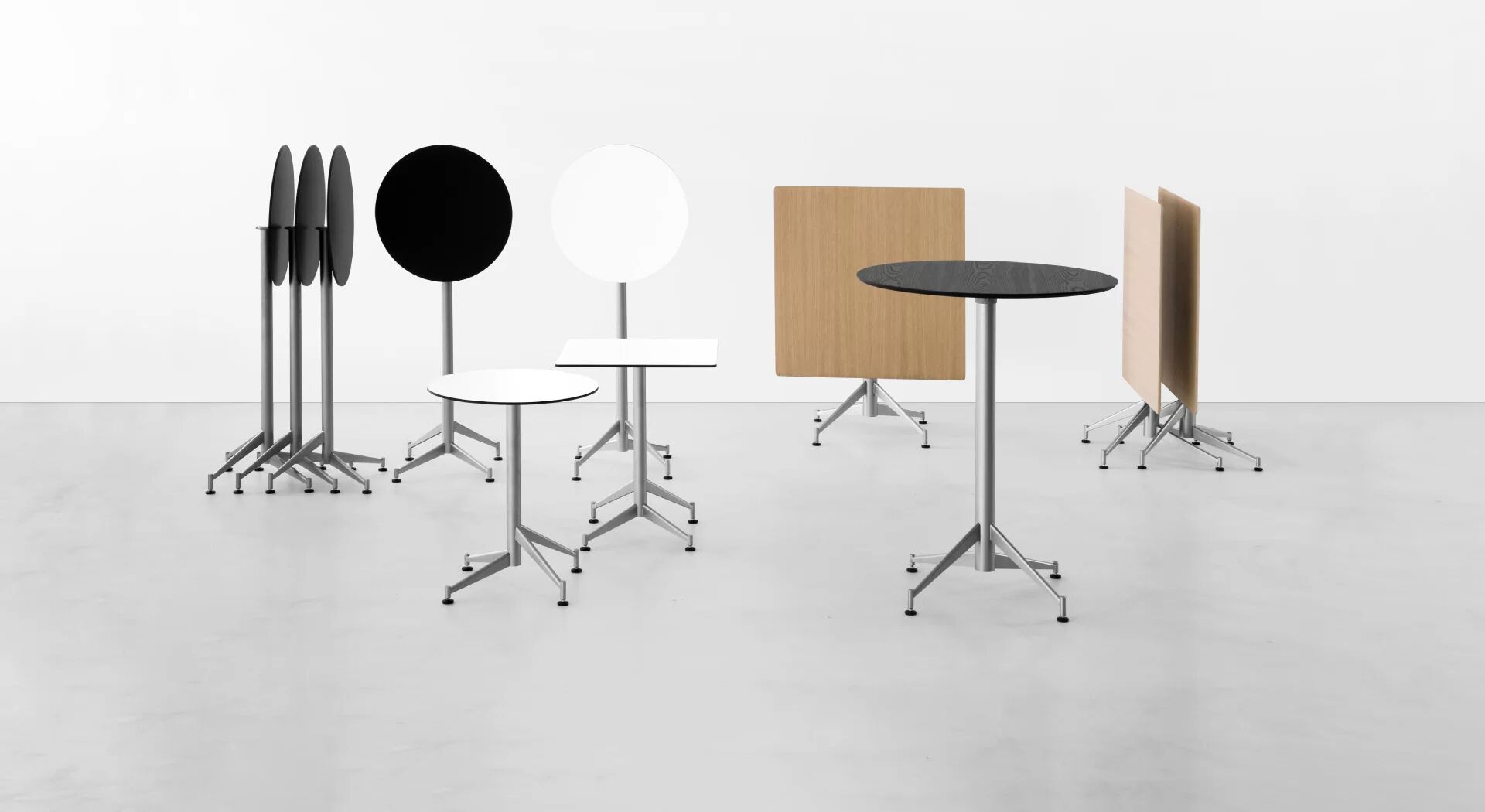 seltz foldable bar height tables by romano marcato - picture showing different models