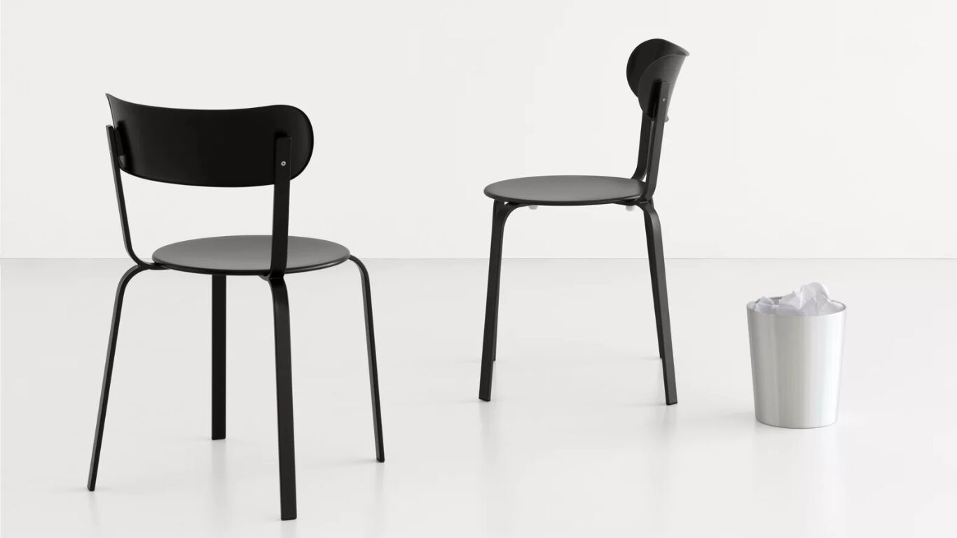 la palma stil metal stacking chair shown in all black